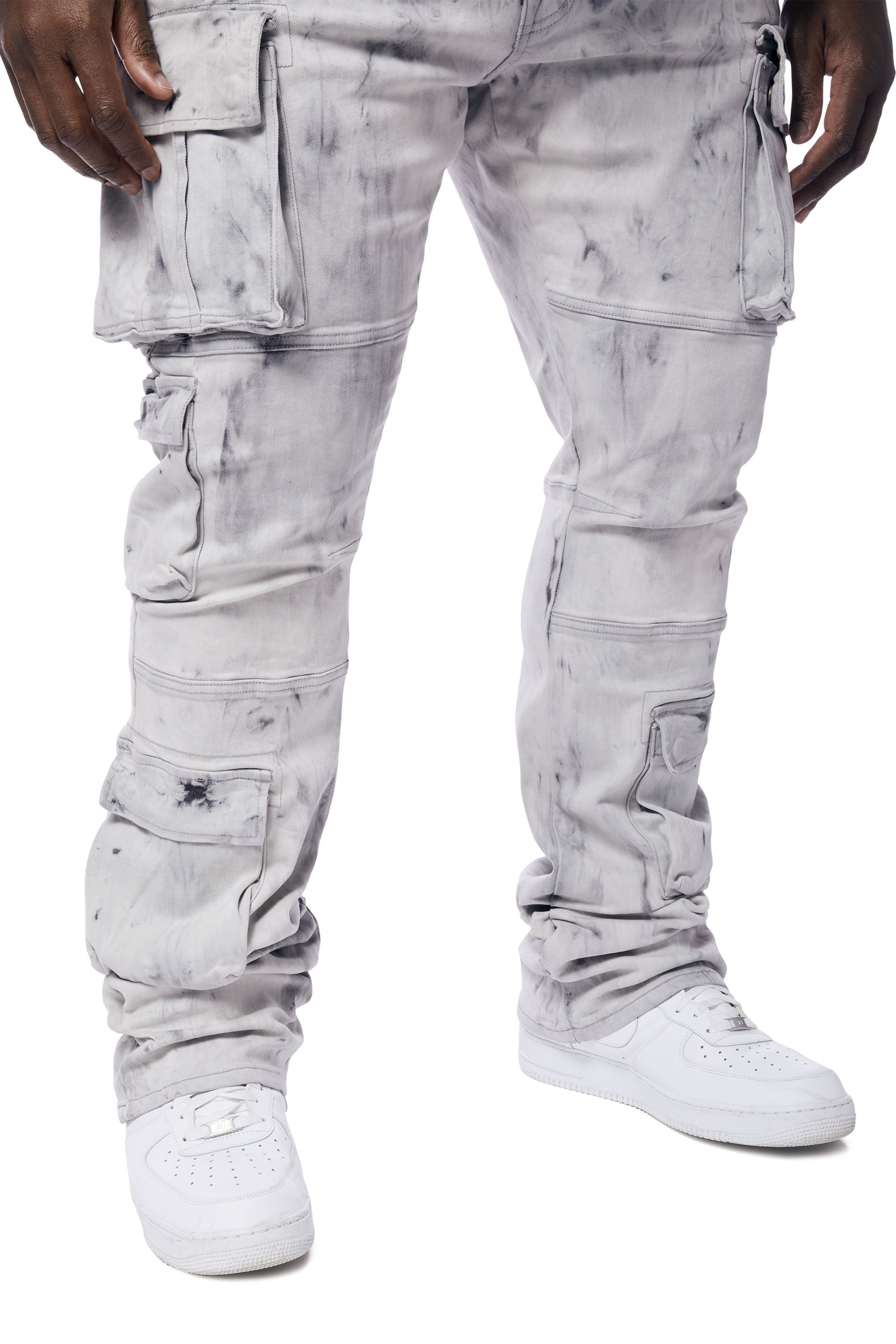 Big and Tall - Utility Multi Pocket Stacked Denim Jeans - Sunset Grey