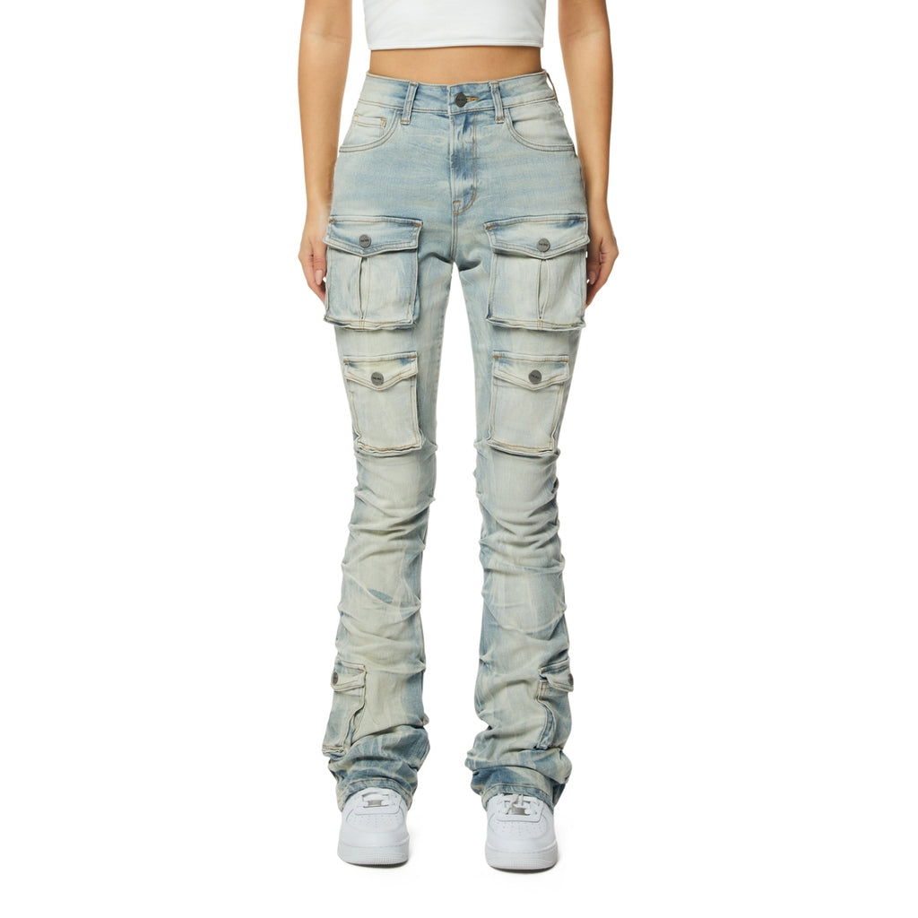 パンツ SmokeRise Stacked Utility Denim Overalls SmokeRise Stacked Flare Denim Overalls Stretch