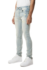 Rip & Repaired Lightning Washed Super Skinny Jeans - Canal Blue