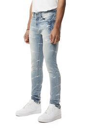 Rip & Repaired Lightning Washed Super Skinny Jeans - Elm Blue