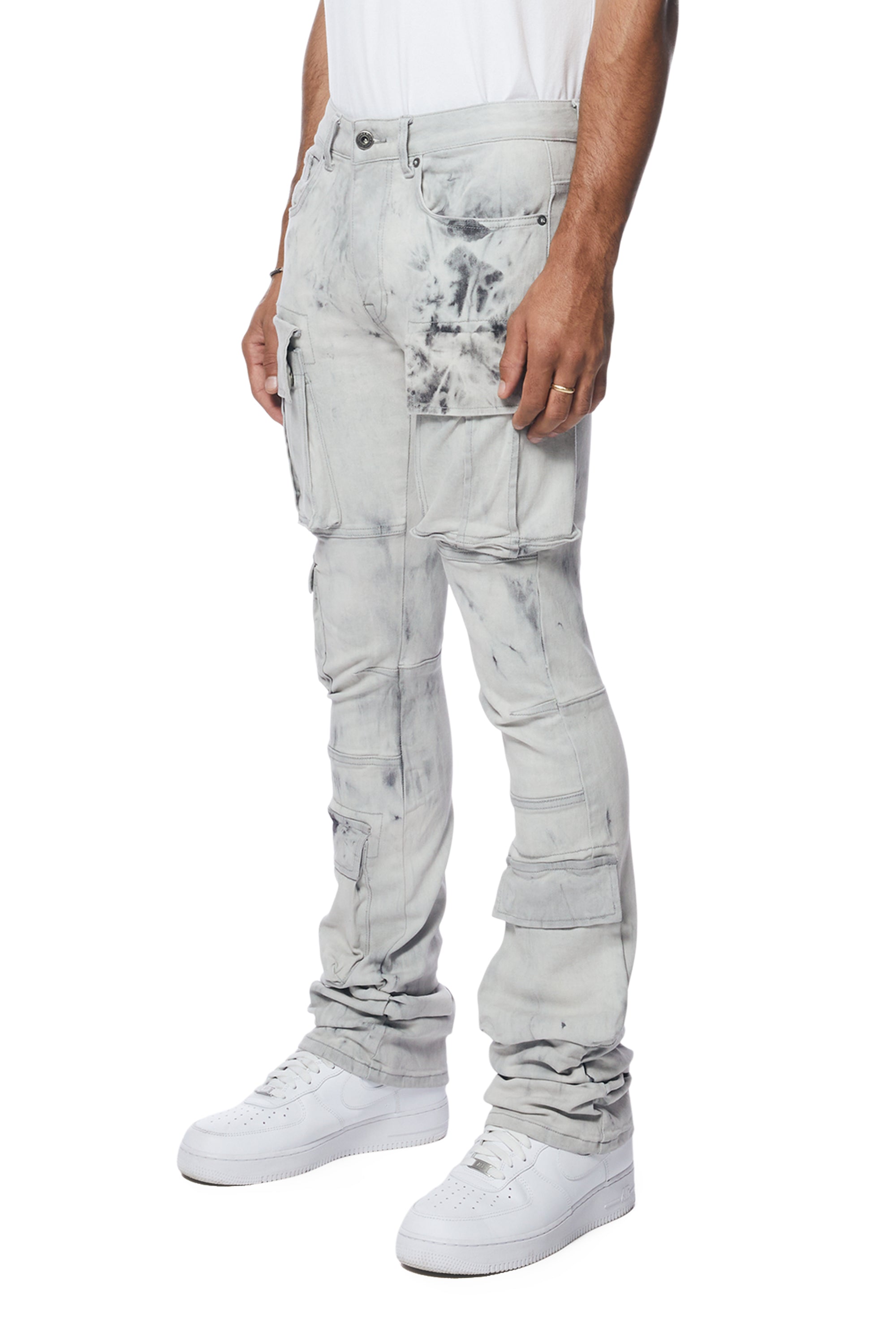 Utility Multi Pocket Stacked Denim Jeans - Sunset Grey