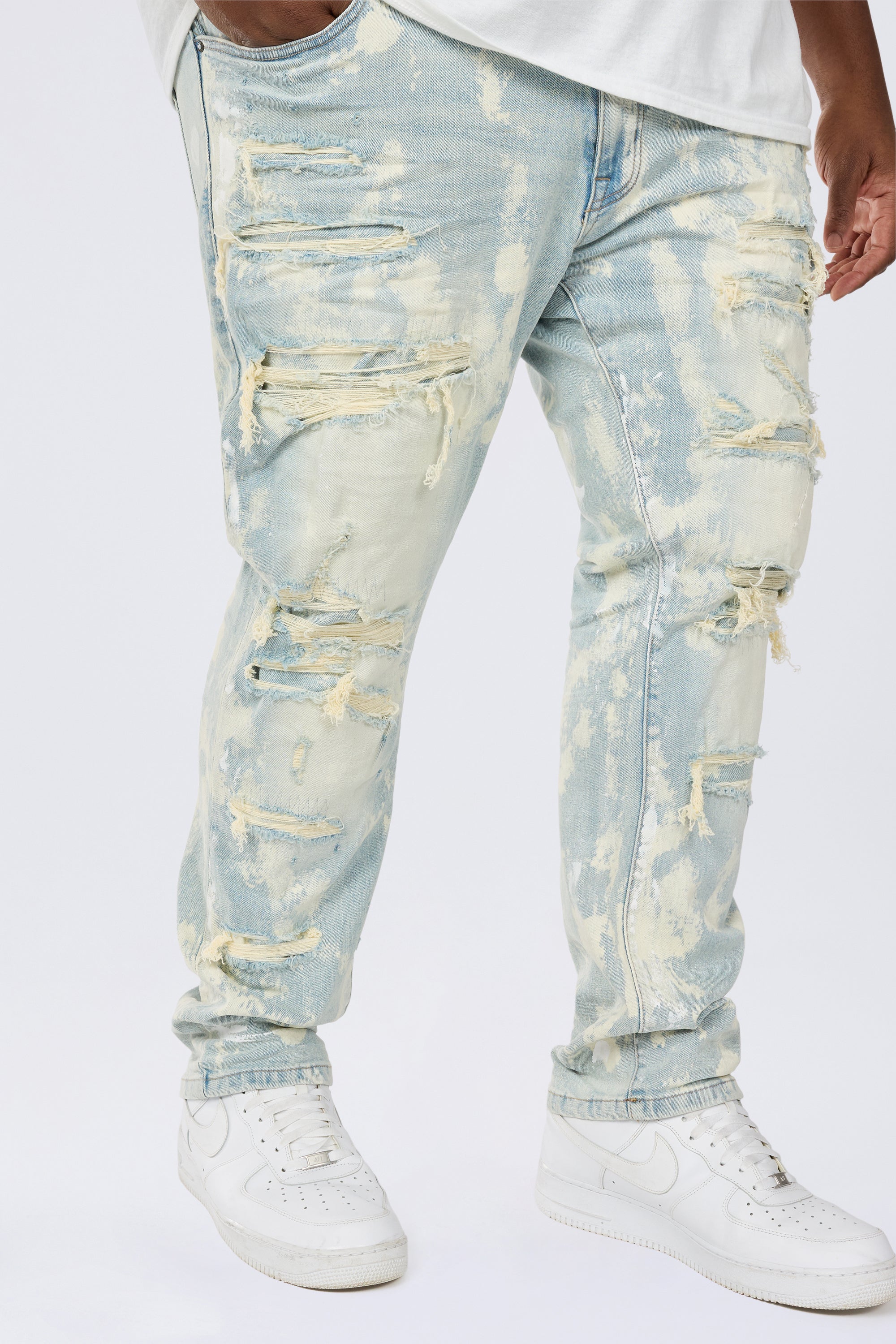 Big and Tall - Wash Heavy Rip & Repair Jeans - Seville Blue