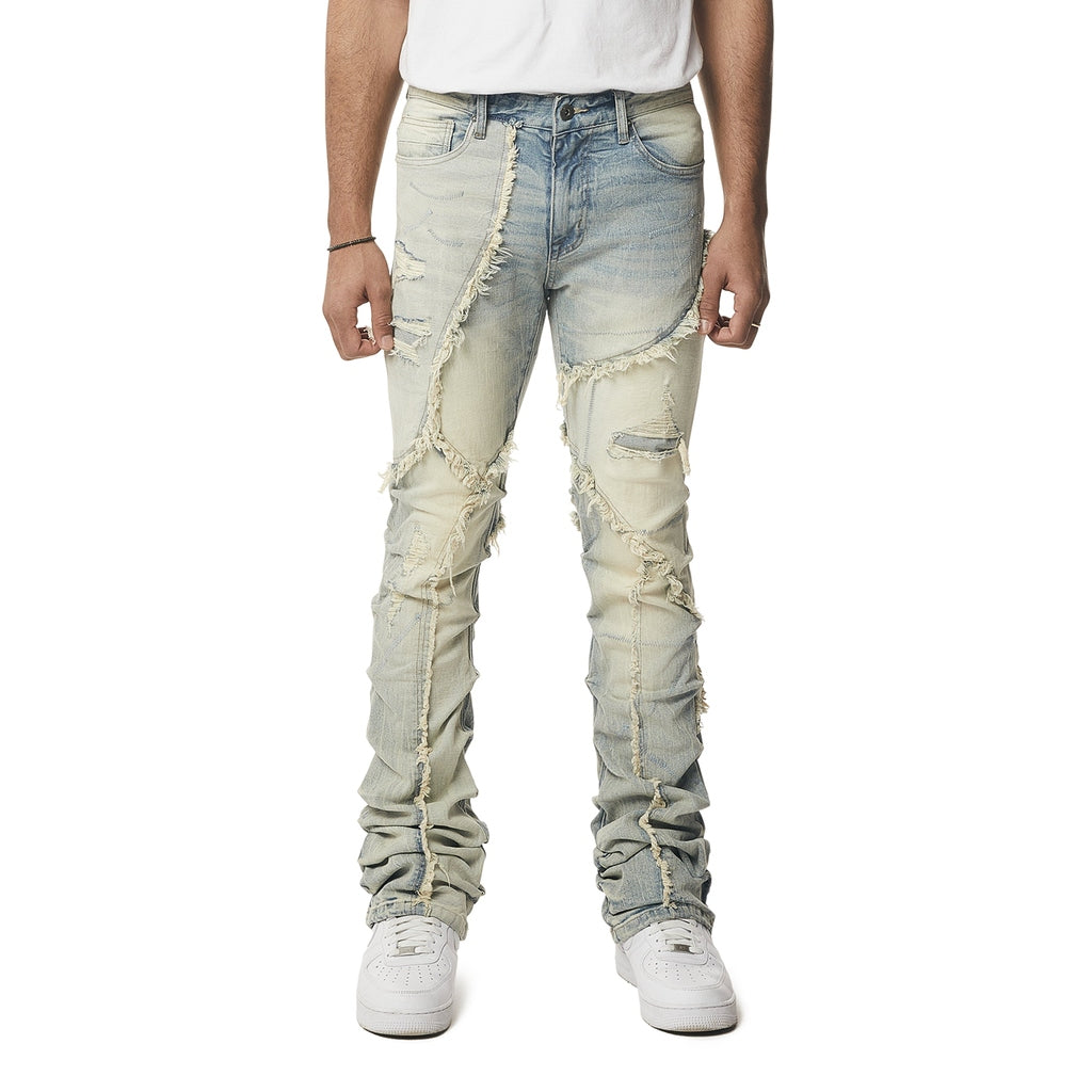 Patchwork R&R Stacked Jeans - Seville Blue