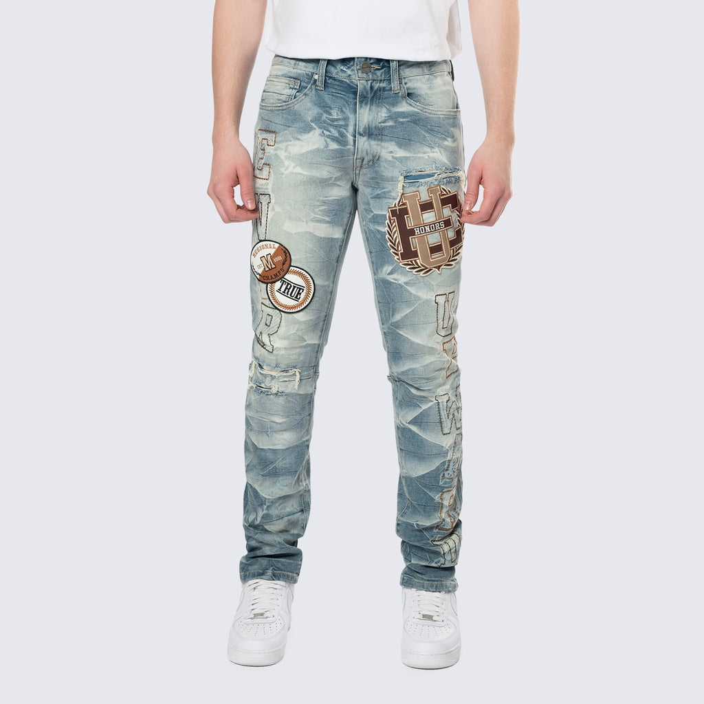 Color patch jeans shops