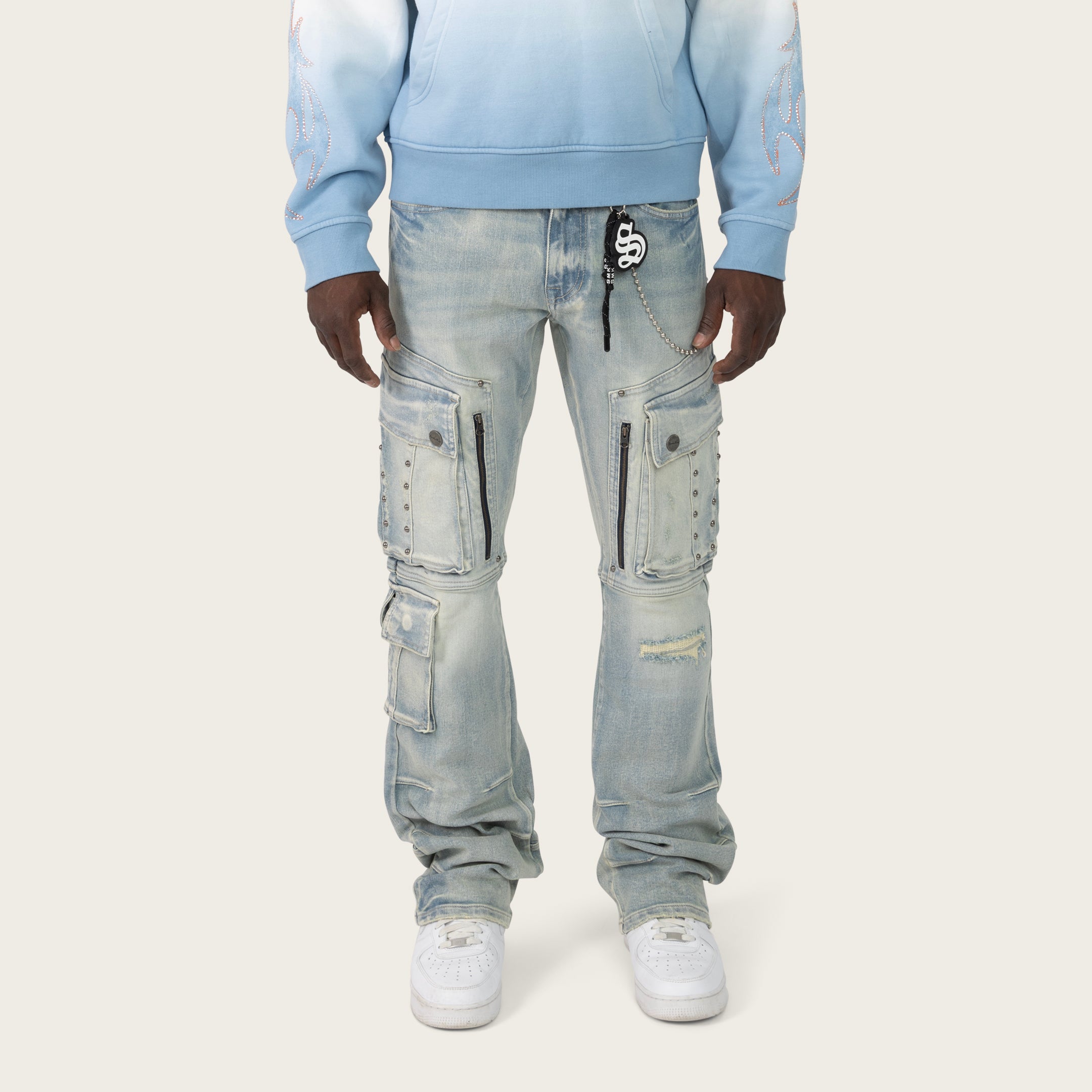 Lazy Stacked Utility Jeans - Baltic Blue – Smoke Rise NY