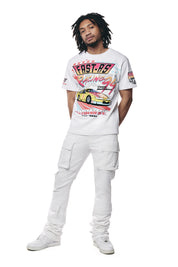 Embroidered Patched & Graphic Printed T-Shirt - White