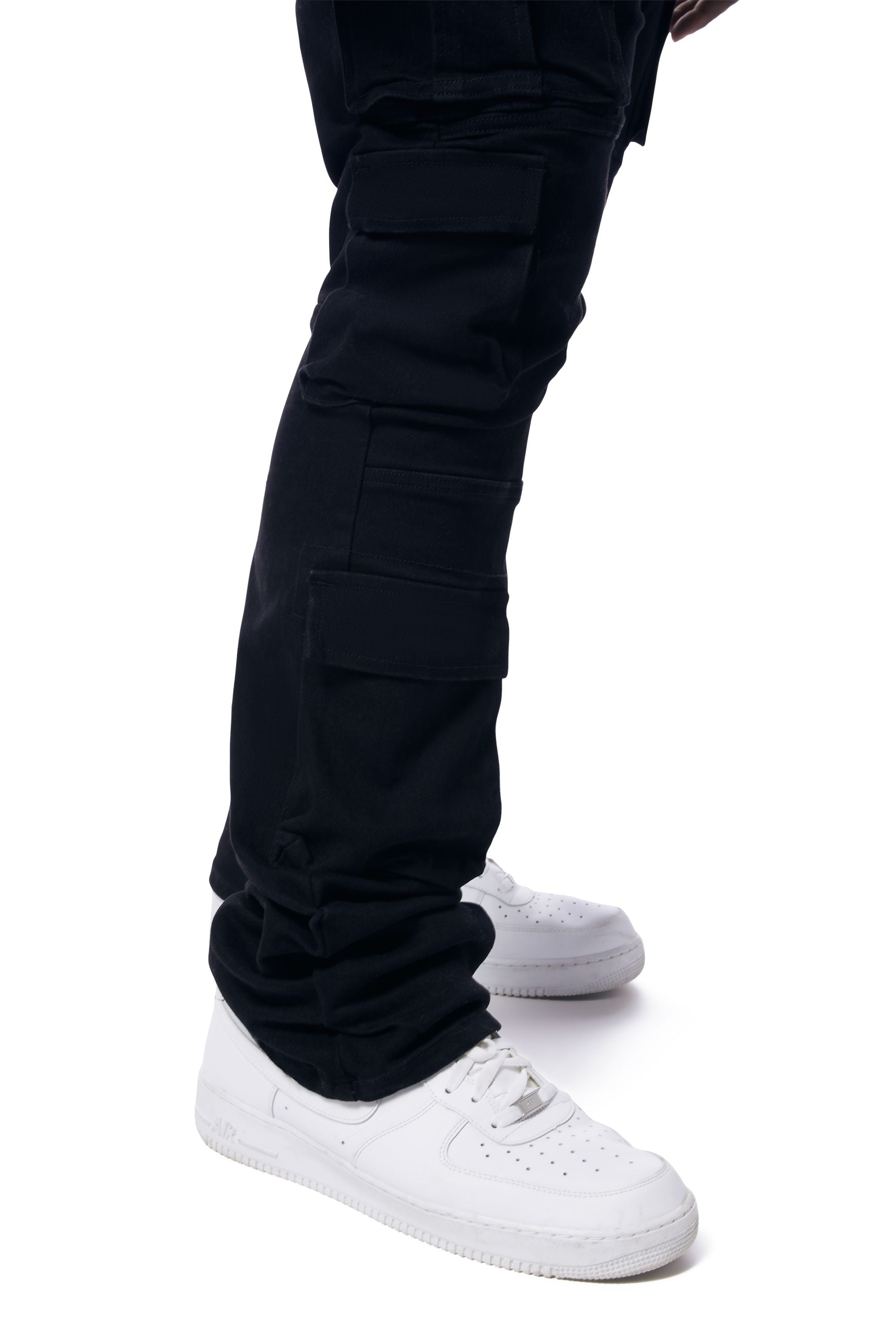 Big and Tall - Utility Multi Pocket Stacked Denim Jeans - Jet Black