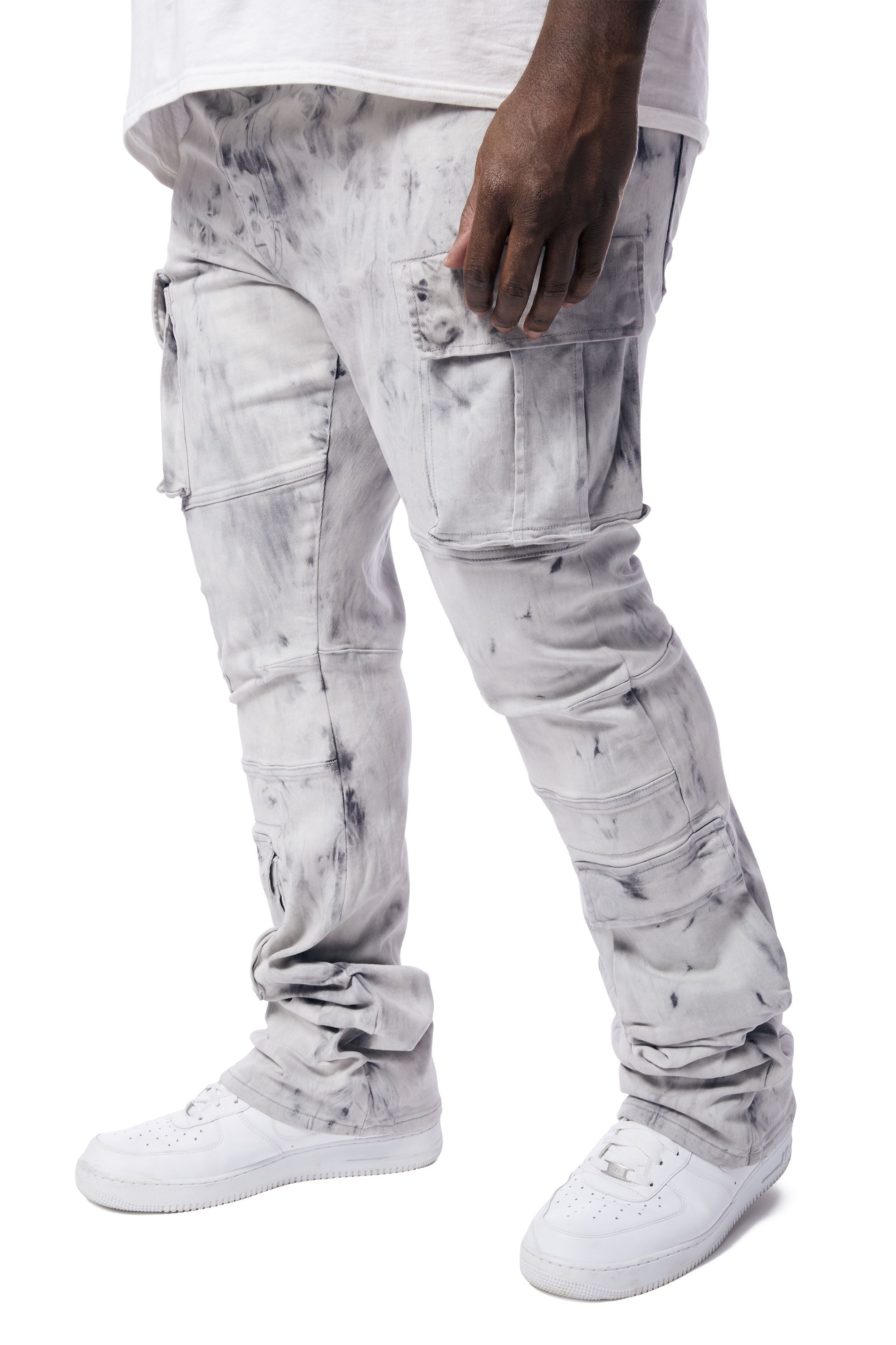 Big and Tall - Utility Multi Pocket Stacked Denim Jeans - Sunset Grey