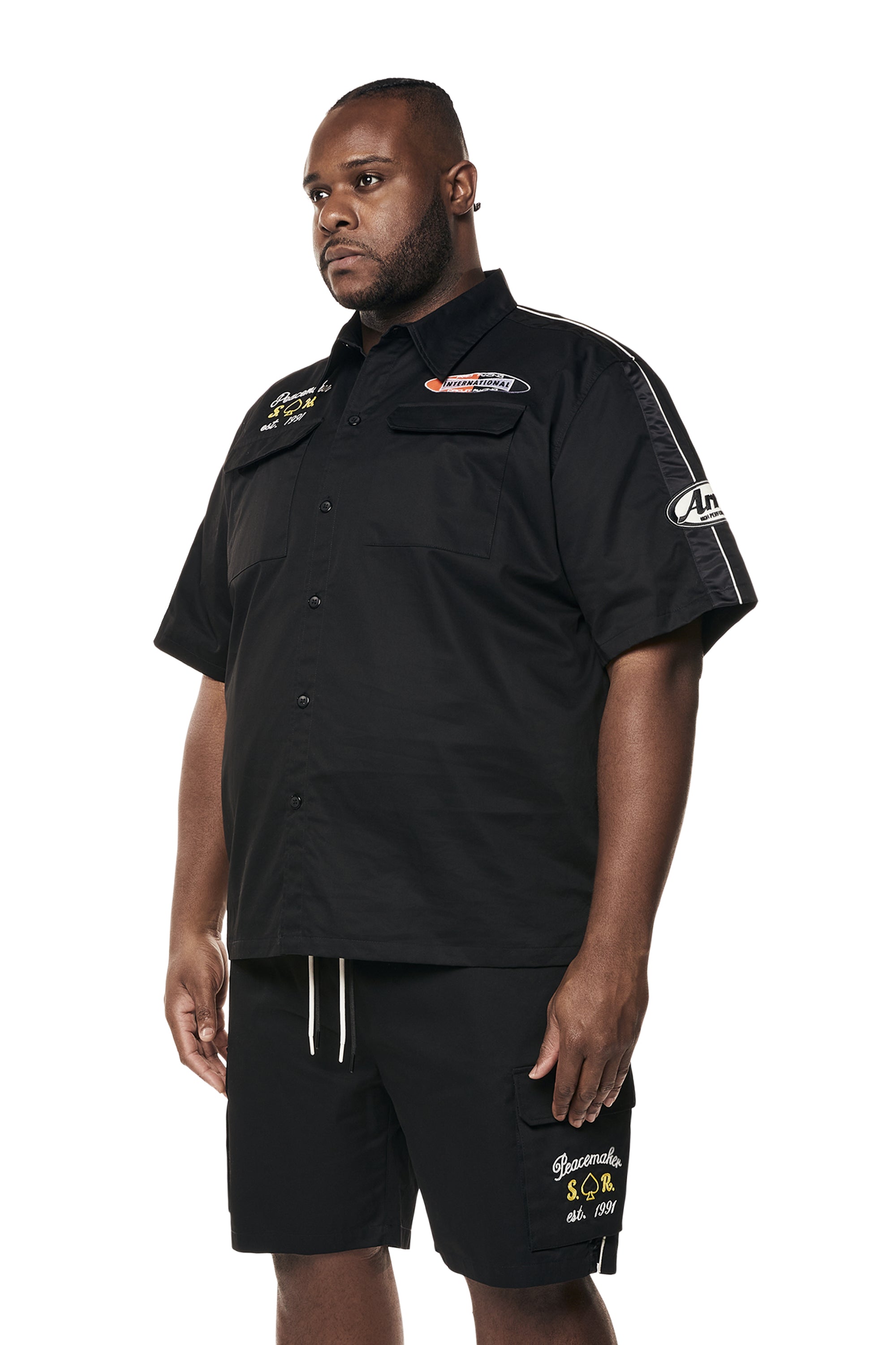 Big and Tall - Graphic Twill Shirt - Black