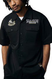 Graphic Polished Twill Shirt - Black
