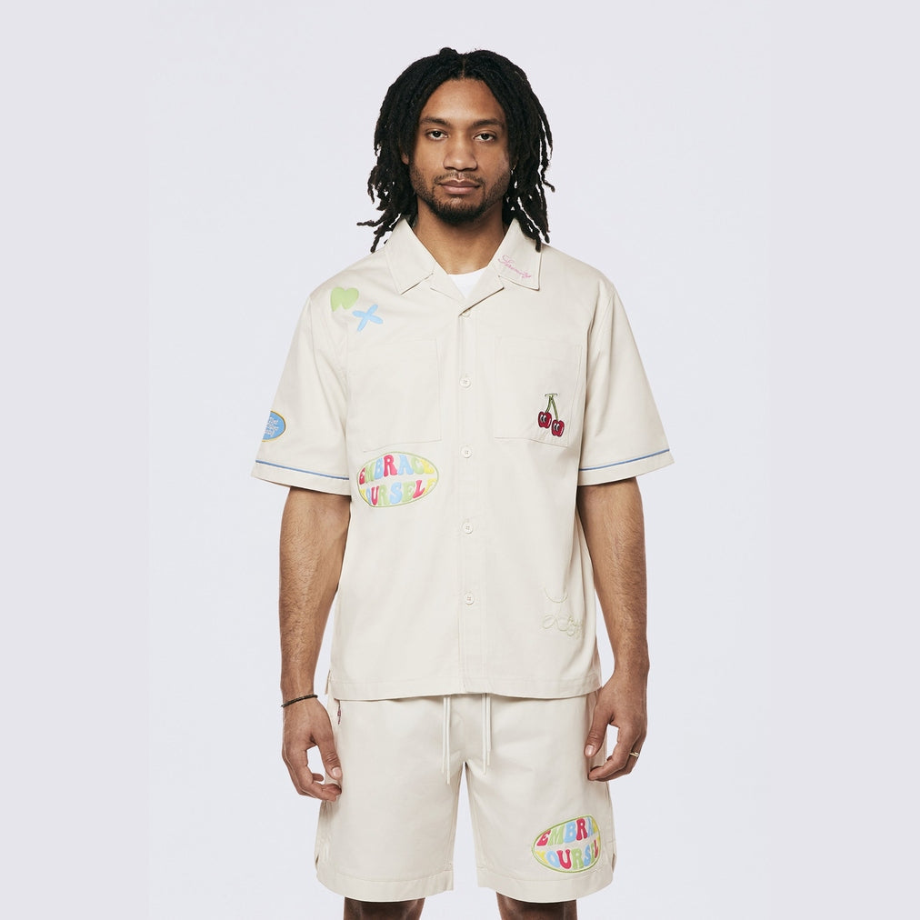 Graphic Heavy Textured Twill Shirt - Chalk – SMOKERISENY.COM 