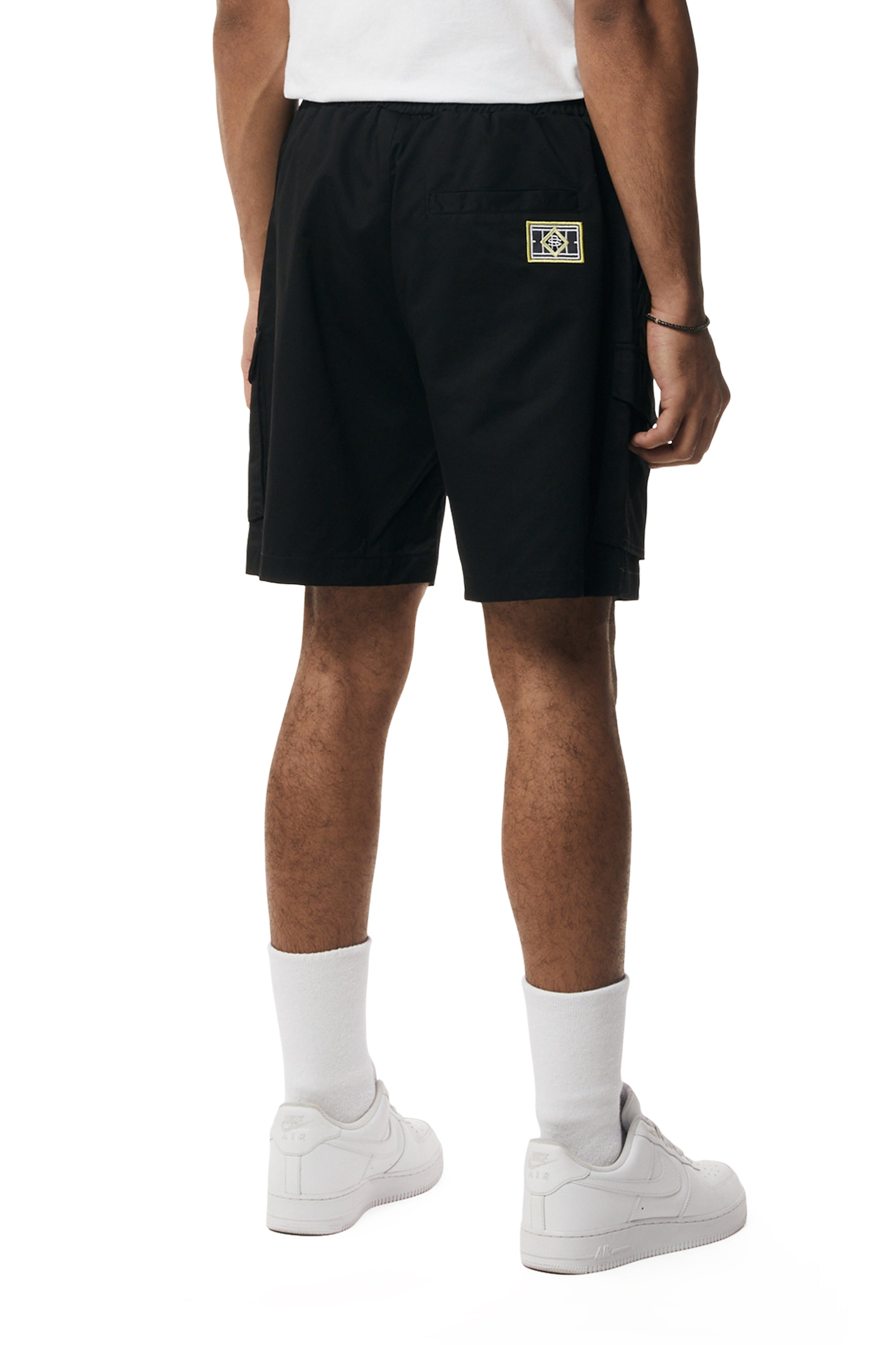 Graphic Polished Twill Shorts - Black