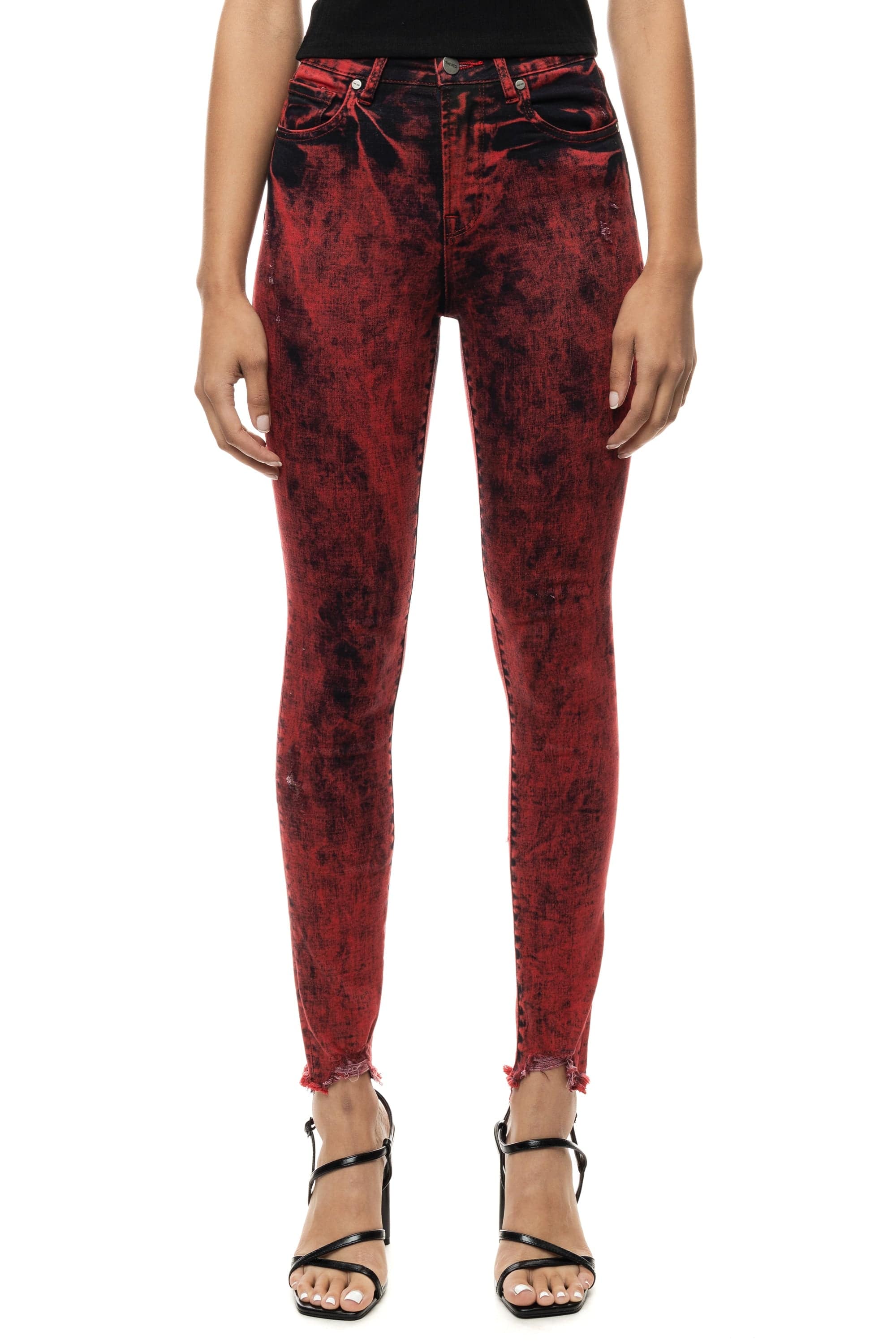 Over Dyed Fashion Denim Pants -Retro Red –