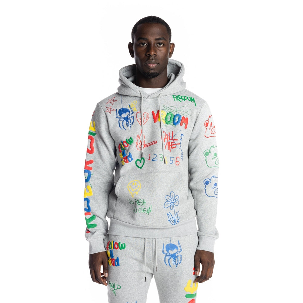 Multicolor Fashion Hoodie Heather Grey SMOKERISENY.COM