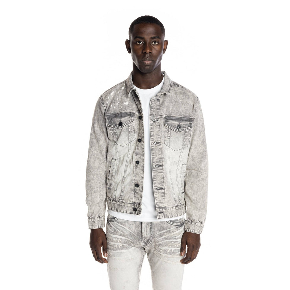 Bleached Detail Semi Basic Denim Jacket