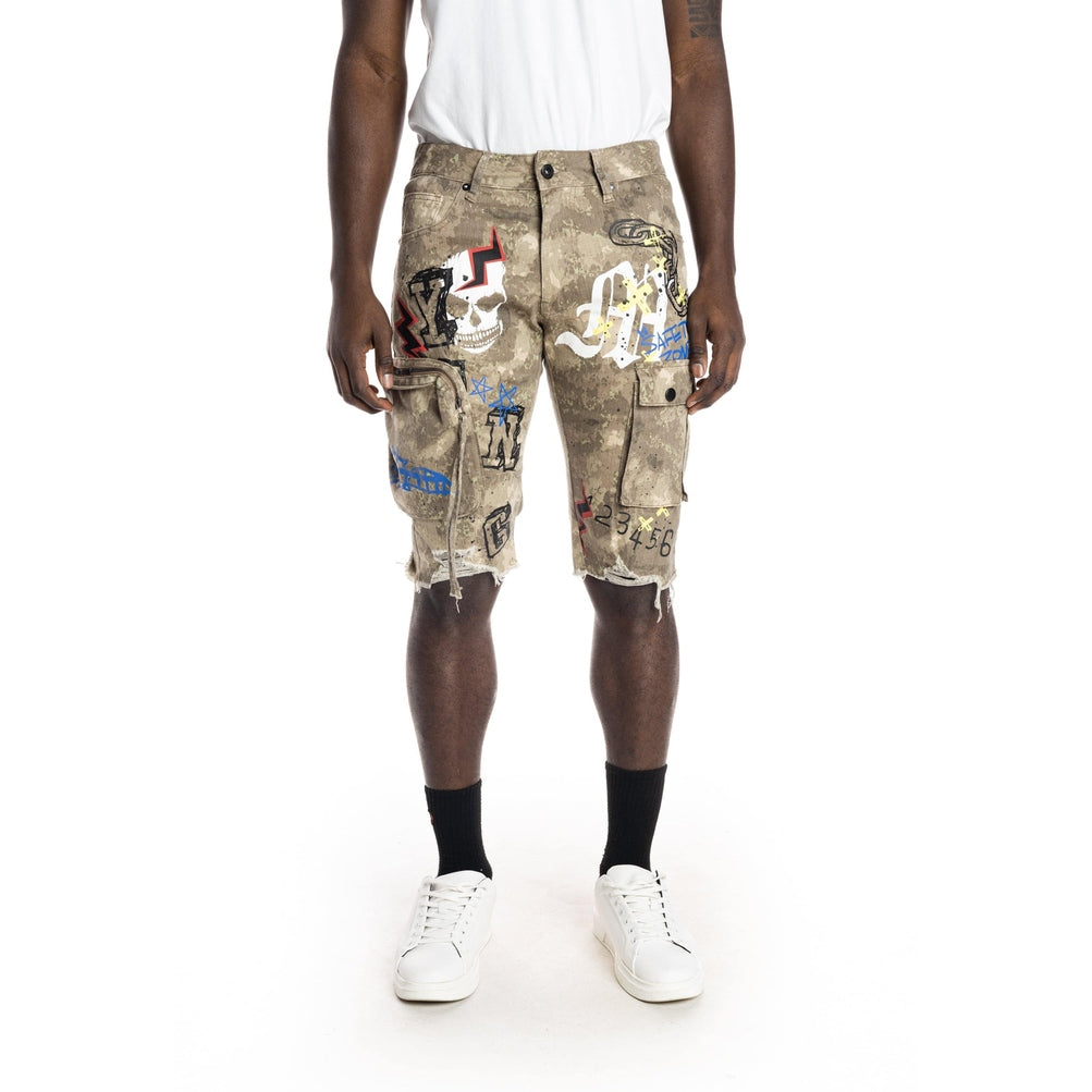 Printed Fashion Twill Cargo Short Neutral Camo