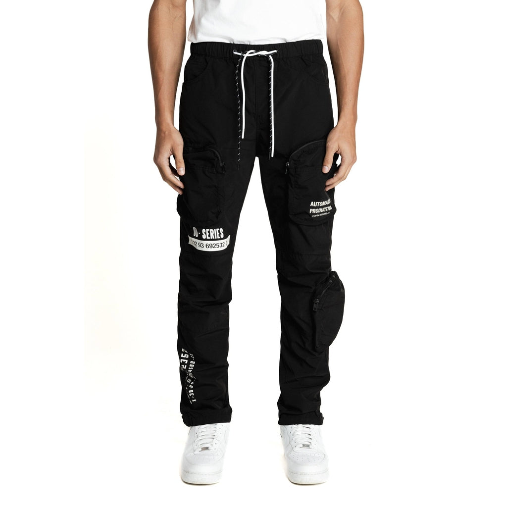 Printed Windbreaker Utility Pants - Black –