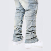 Smoke Rise Big and Tall Big and Tall - Lazy Stacked Western Studded Denim Jeans - Milky Blue