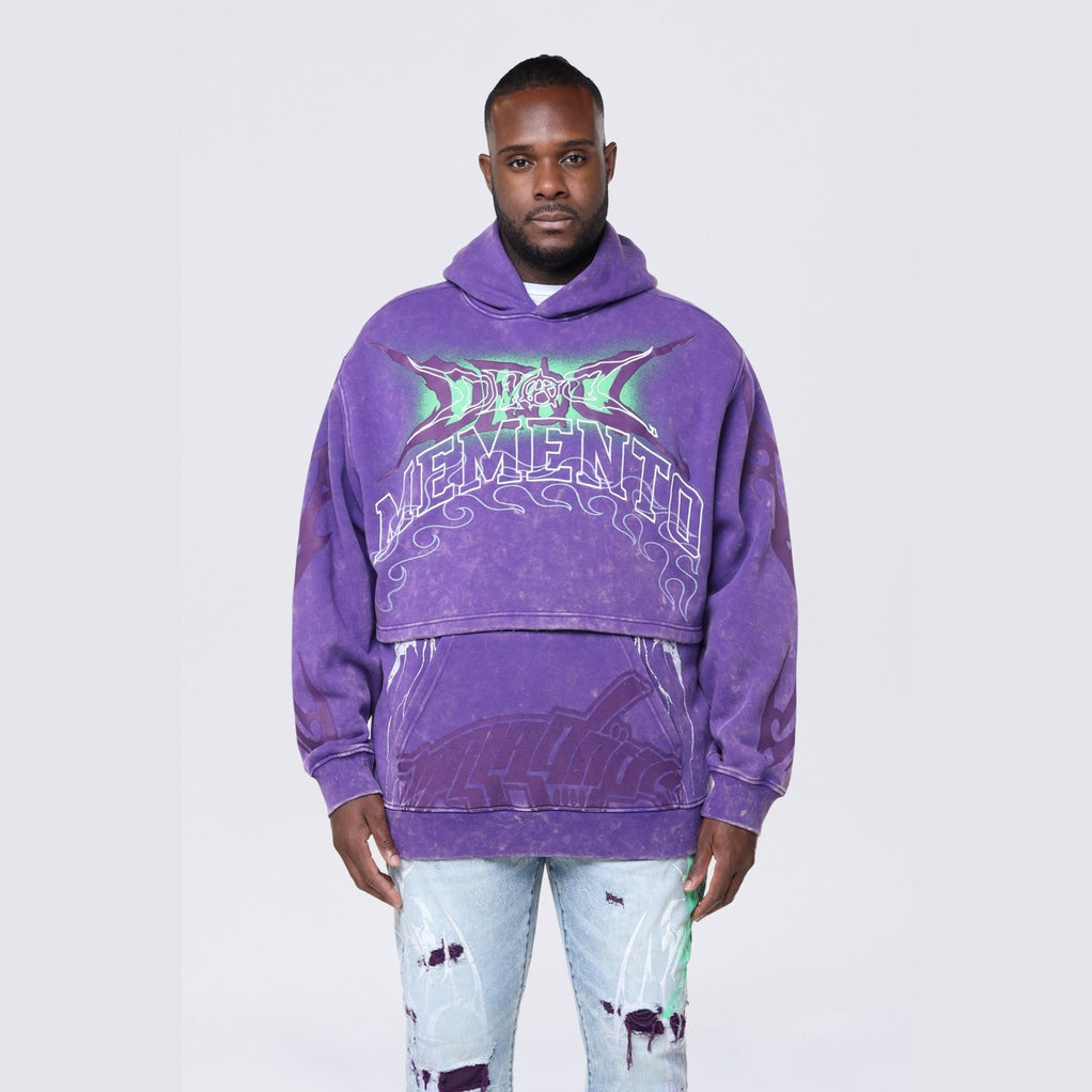 Smoke Rise Big and Tall Big and Tall - Dropped Shoulder 2-Fer Dystopian Hoodie - Prism Violet