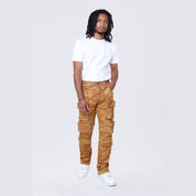 Smoke Rise Slim Utility Metallic Print Twill Pants - Mahogany