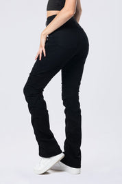 High Rise Bootcut Stacked Ripped Jeans - Deep Black