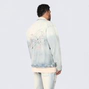 Big and Tall - Maximalist Pearl Studded Jean Jacket