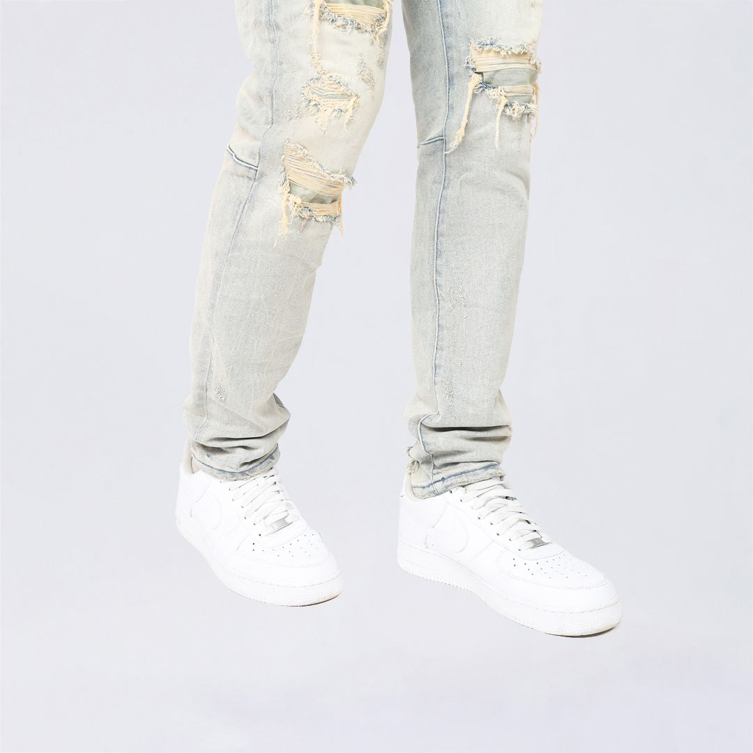 Slim Vintage Washed Jeans - Henry Blue