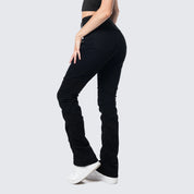 High Rise Bootcut Ripped Stacked Jeans - Deep Black