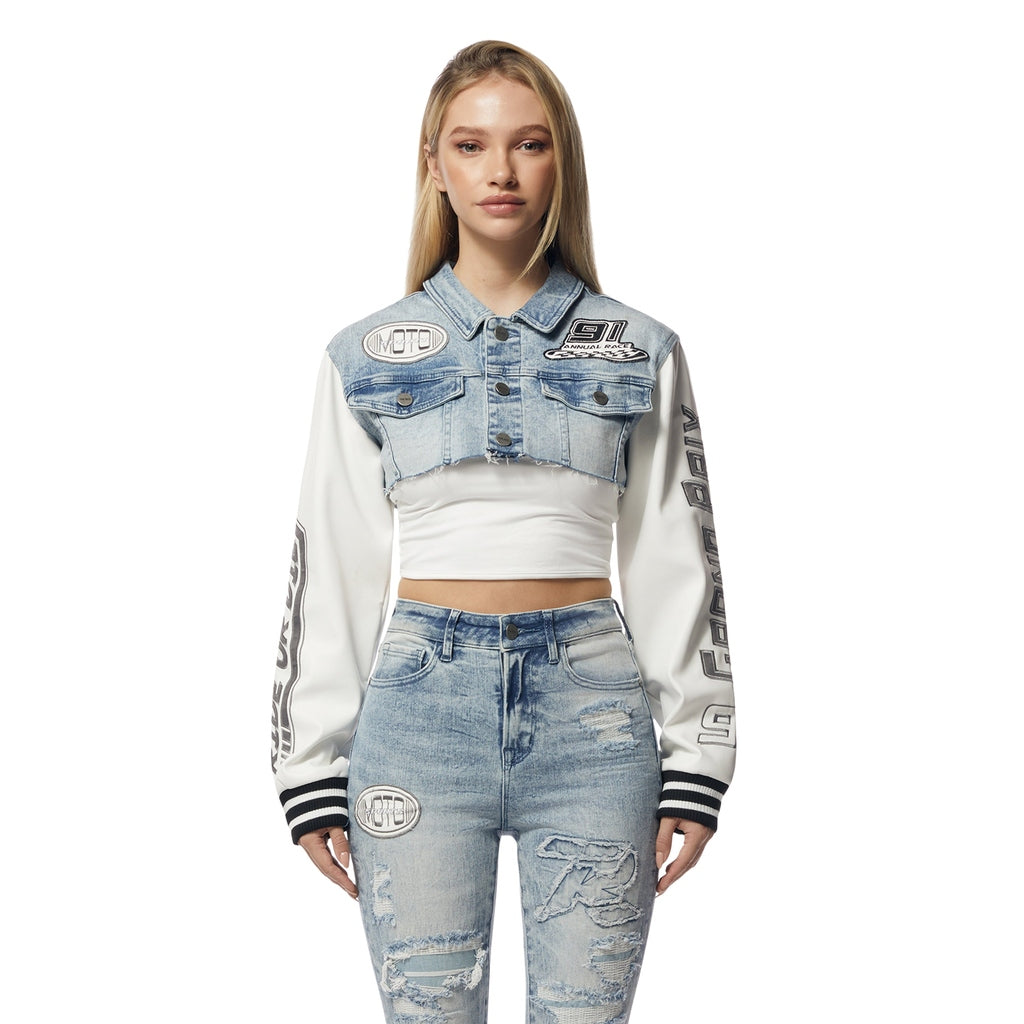 Cropped Denim Racing Jacket - Lowell Blue – SMOKERISENY.COM
