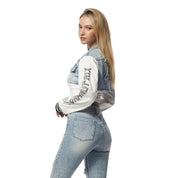 Smoke Rise RED Cropped Jean Racing Jacket - Lowell Blue