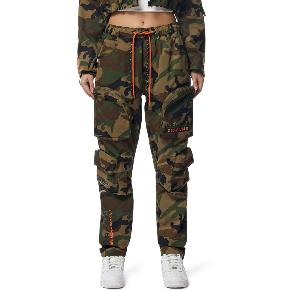 Smoke Rise RED Windbreaker Relaxed Slouch Cargo Pants - Wood Camo