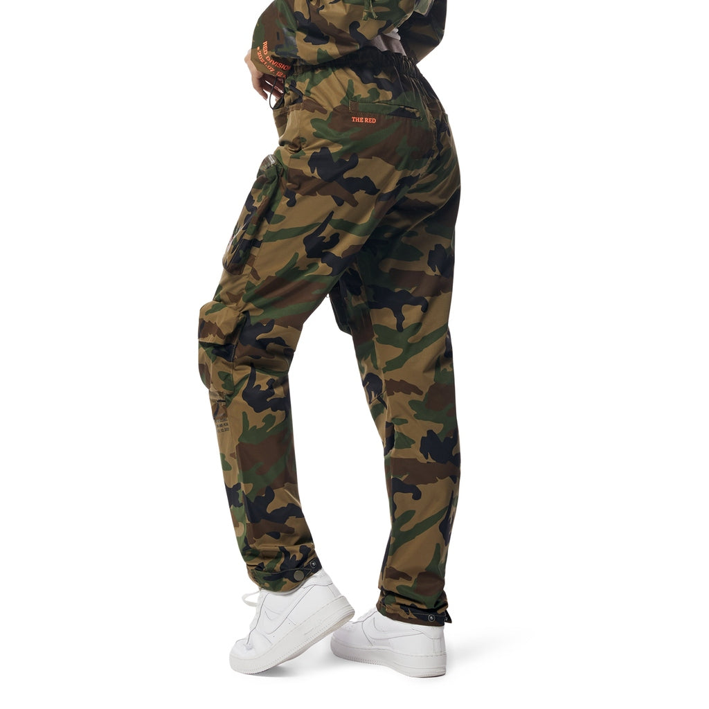 Smoke Rise RED Windbreaker Relaxed Slouch Cargo Pants - Wood Camo