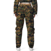 Smoke Rise RED Windbreaker Relaxed Slouch Cargo Pants - Wood Camo