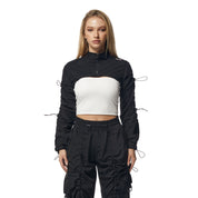 Smoke Rise RED Windbreaker Multi Bungee Bolero Jacket - Black