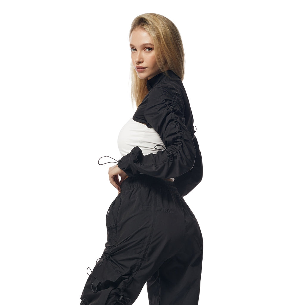 Smoke Rise RED Windbreaker Multi Bungee Bolero Jacket - Black