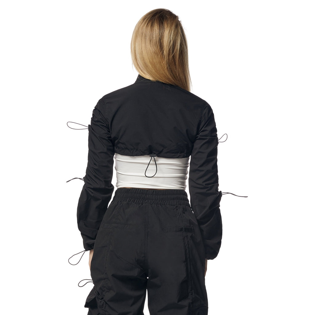 Smoke Rise RED Windbreaker Multi Bungee Bolero Jacket - Black
