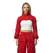 Smoke Rise RED Windbreaker Multi Bungee Bolero Jacket - True Red