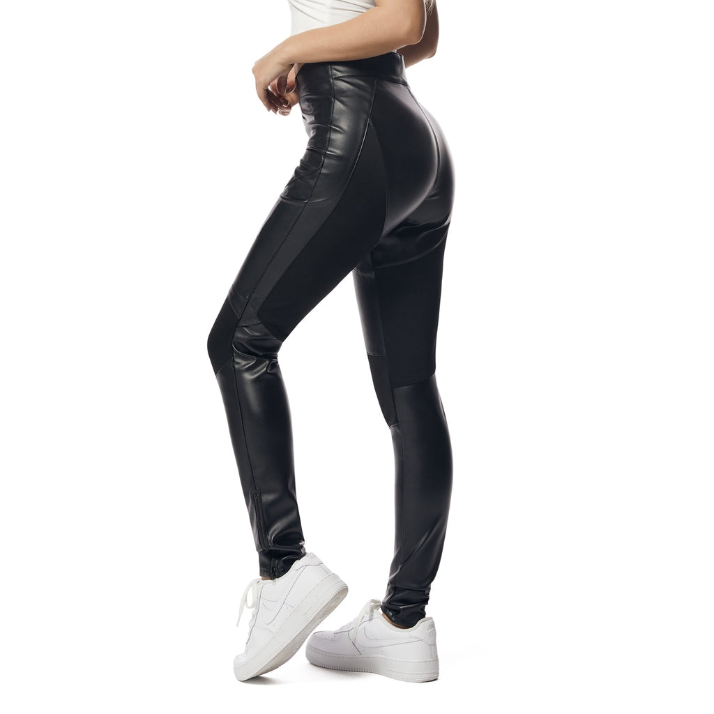 Smoke Rise RED Vegan Leather Racing Pants - Black