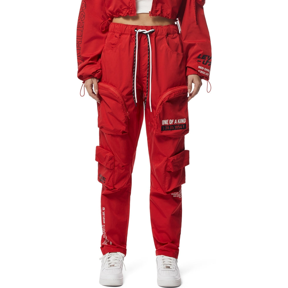 Smoke Rise RED Windbreaker Relaxed Slouch Cargo Pants - True Red