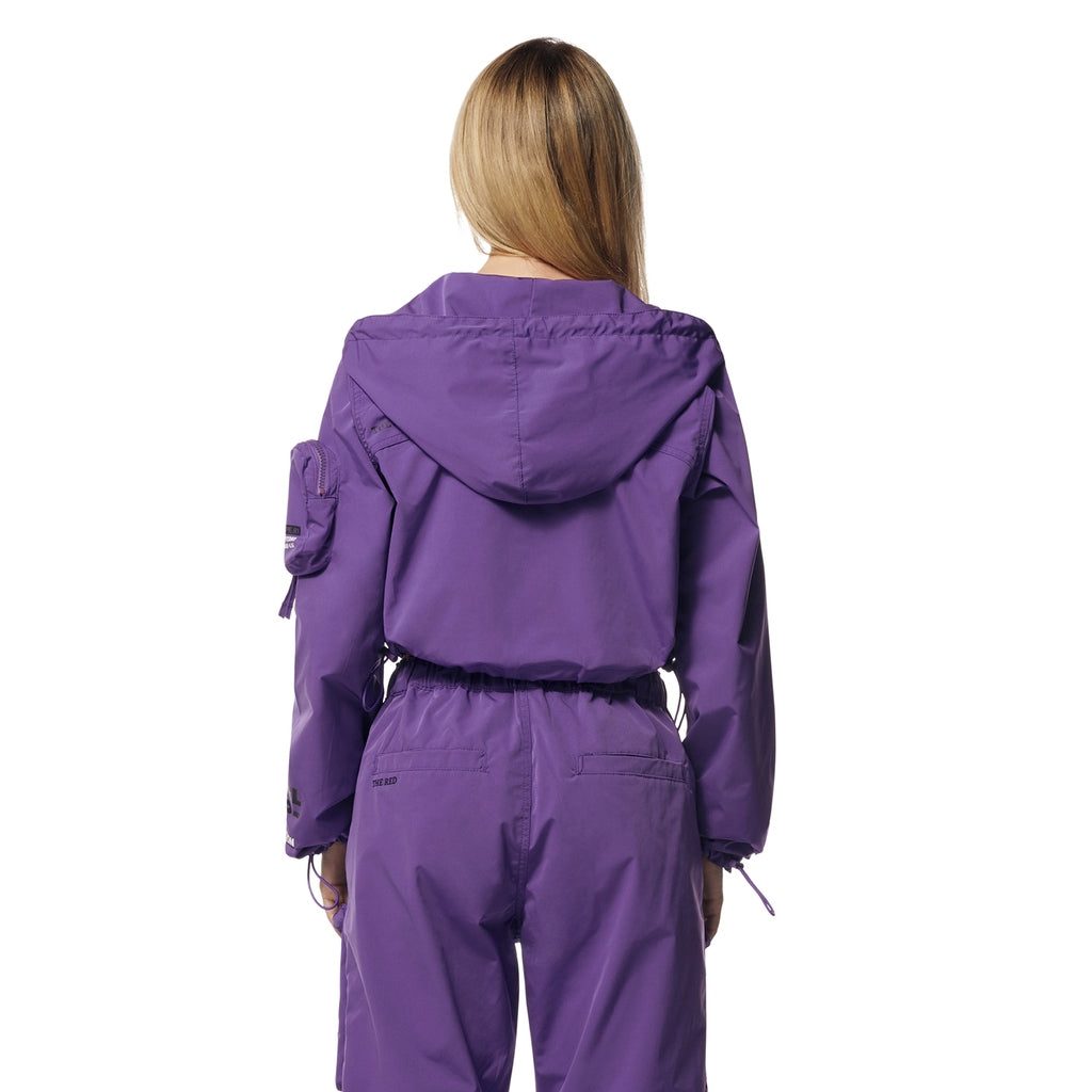 Smoke Rise RED Cropped Windbreaker Full Zip Jacket - Concord
