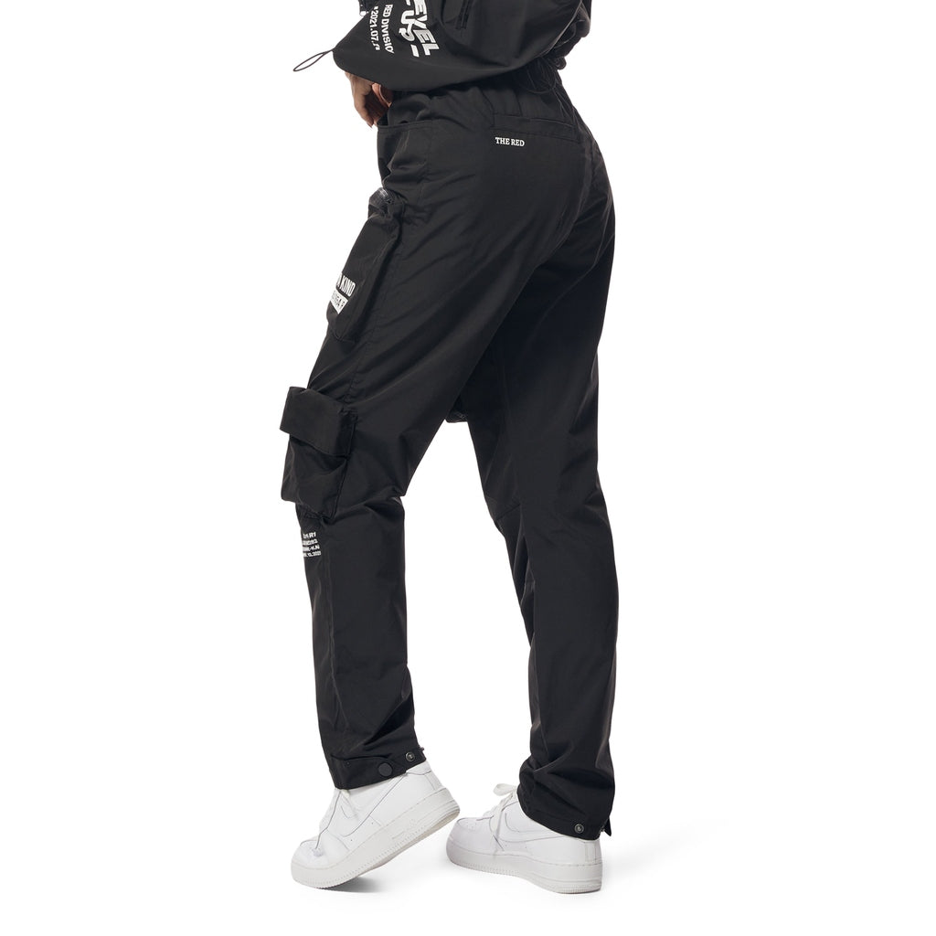 Smoke Rise RED Windbreaker Relaxed Slouch Cargo Pants - Black