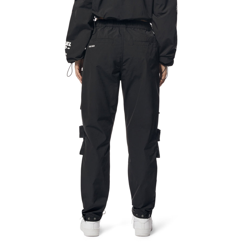 Smoke Rise RED Windbreaker Relaxed Slouch Cargo Pants - Black