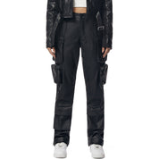 Smoke Rise RED Vegan Leather Utility Cargo Pants - Black