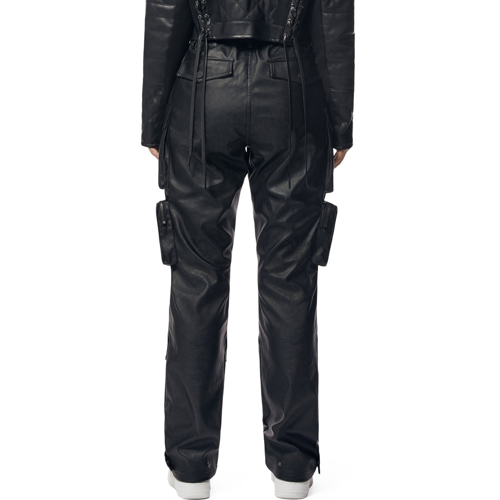 Smoke Rise RED Vegan Leather Utility Cargo Pants - Black