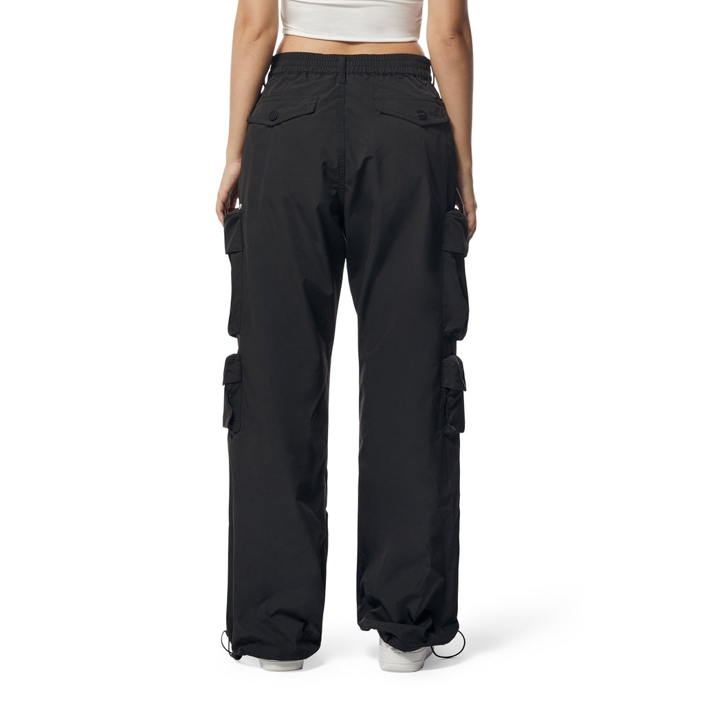 Smoke Rise RED Windbreaker Utility Wide Leg Cargo Joggers - Black