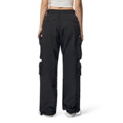 Smoke Rise RED Windbreaker Utility Wide Leg Cargo Joggers - Black