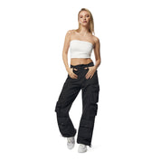 Smoke Rise RED Wide Leg Cargo Pants - Black