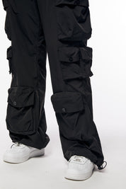 Smoke Rise RED Wide Leg Cargo Pants - Black