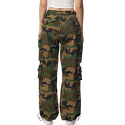 Smoke Rise RED Windbreaker Utility Wide Leg Cargo Joggers - Wood Camo