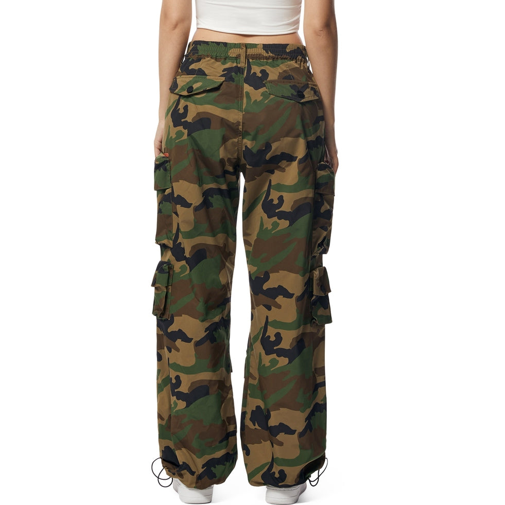 Smoke Rise RED Windbreaker Utility Wide Leg Cargo Joggers - Wood Camo